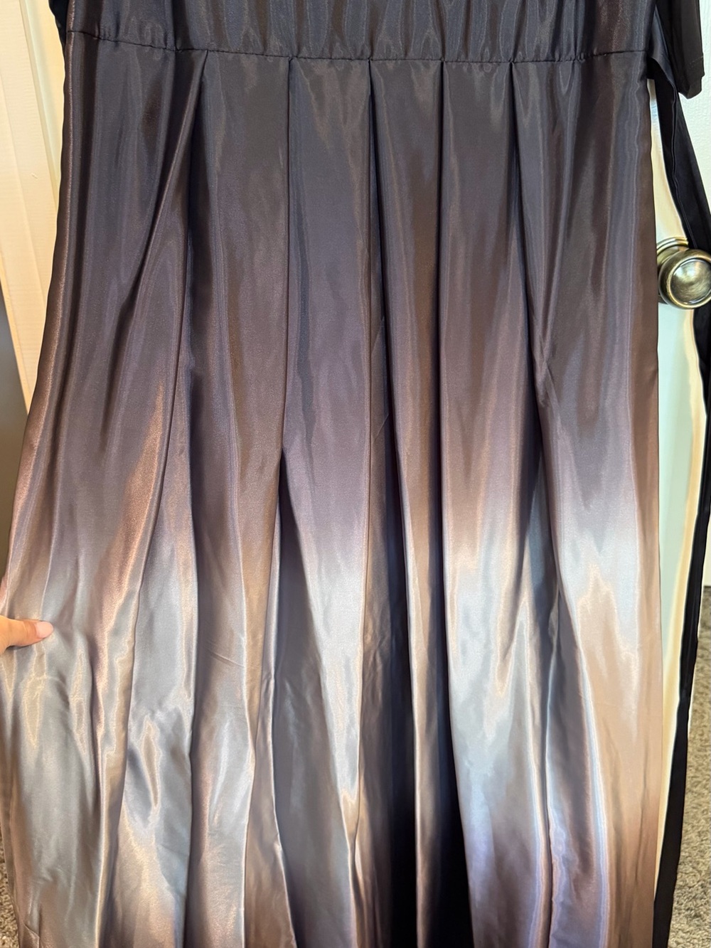 Ignite Evenings Ombre Satin Boat Neck 3/4 Sleeve Tie Waist Pocketed Gown 16W - Picture 6 of 12